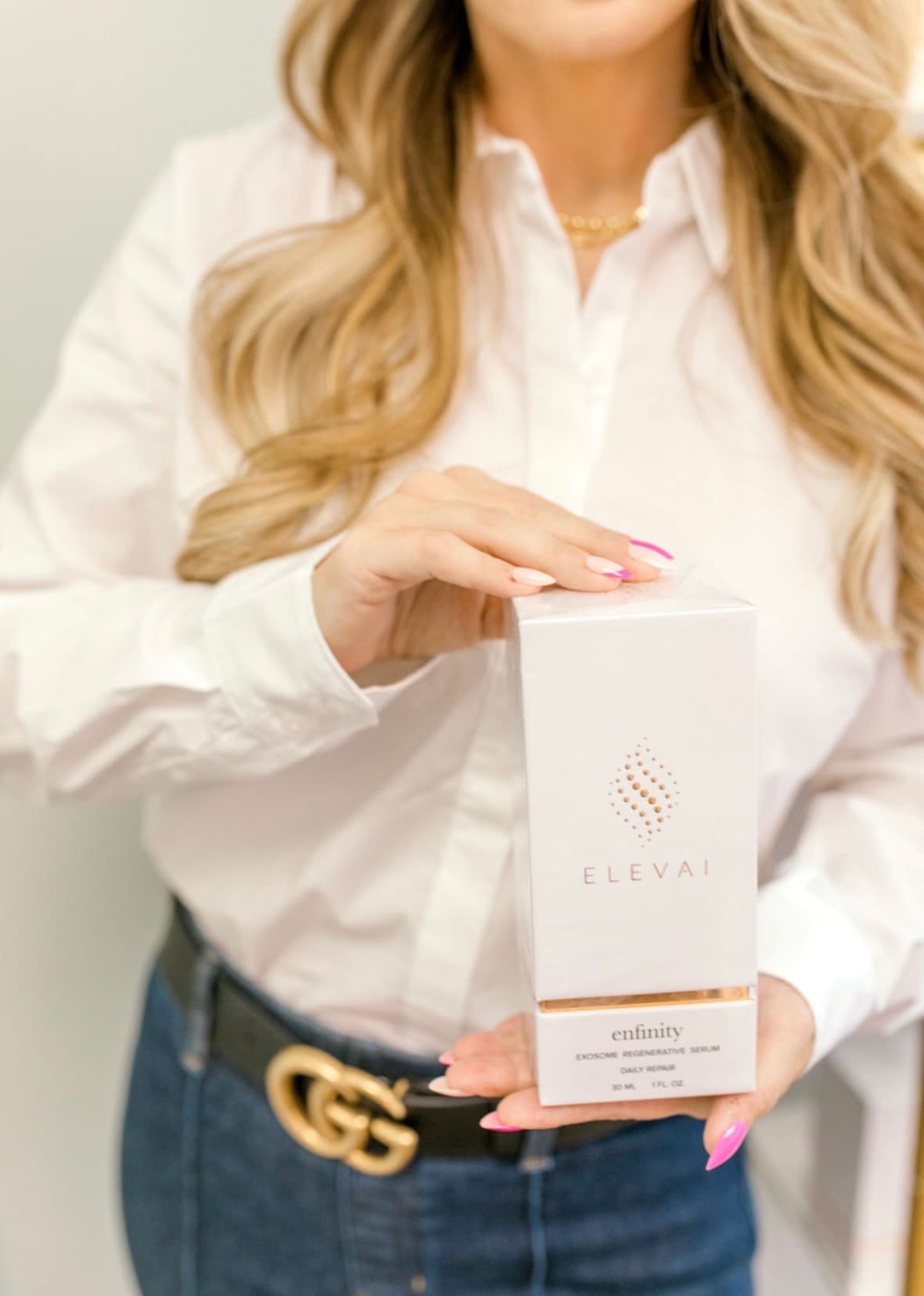 Gloria Hoskins with Elevai products